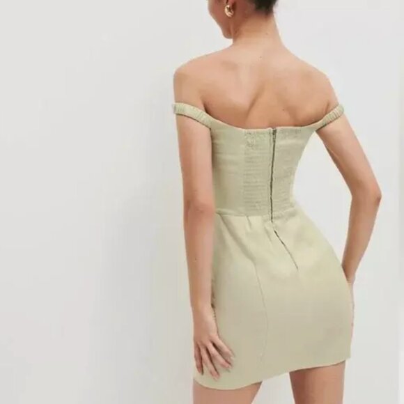 ✨ SALE Reformation Sawyer Linen Mini Dress Sz6 Dried Herbs Green - Picture 3 of 6